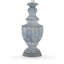 Rick 32 Inch Table Lamp, White Empire Fabric Shade, Turned Blue Terracotta