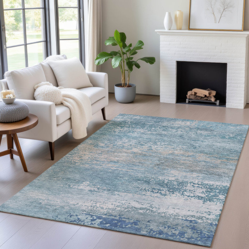 Machine Washable Indoor/Outdoor Xhevrie Sky Rug, Rectangle 5' x 7'6"