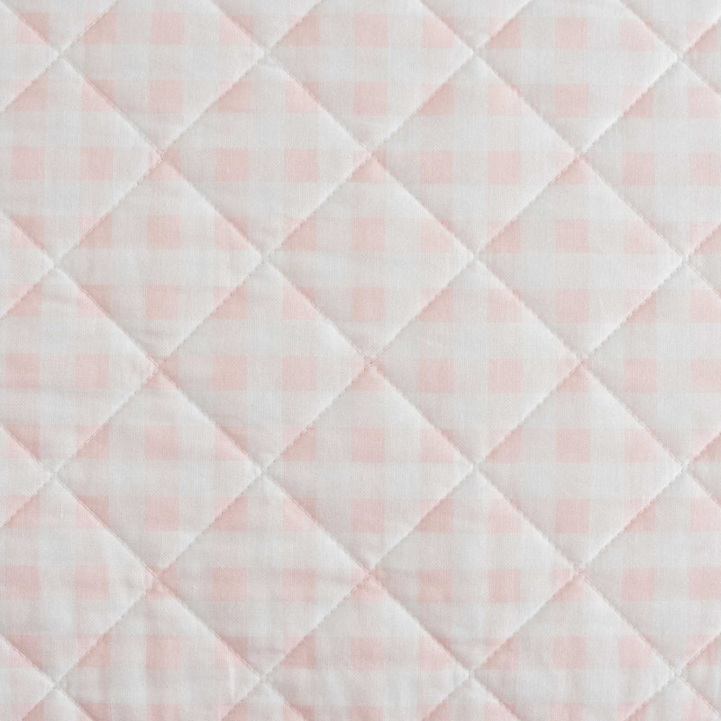 Martha Stewart Olivia Gingham Cotton Reversible Pink Quilt Set, Queen Quilt + 2 Standard Shams, Pink