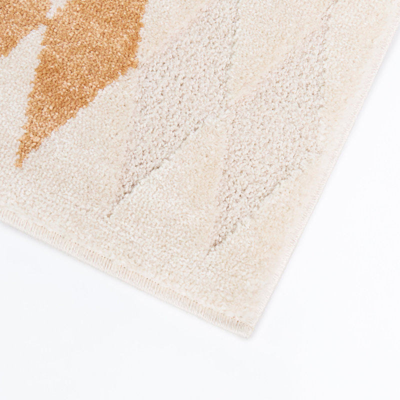 Temela Cream/Orange Boho Diamond Area Rug, Cream/Orange, 7'10" x 10'