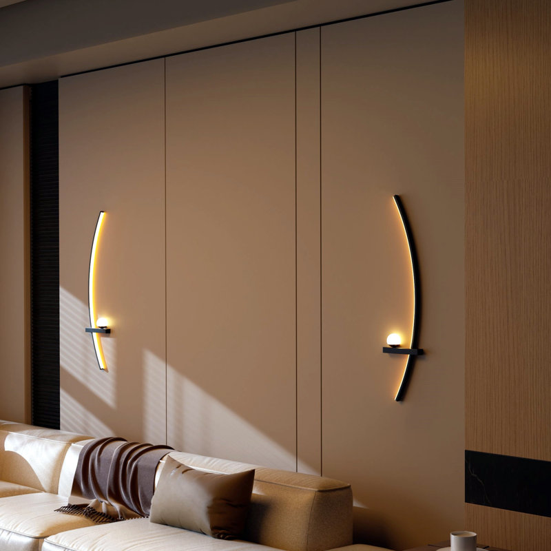 Ensemble de 2 appliques murales incurvées modernes, pouvant être branchées dans les prises murales à côté du lit dans le salon