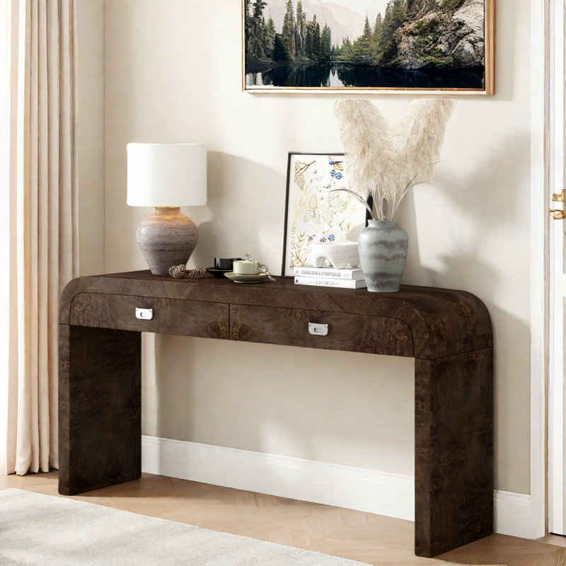 Table d'entrée moderne avec 2 tiroirs, Dark Brown