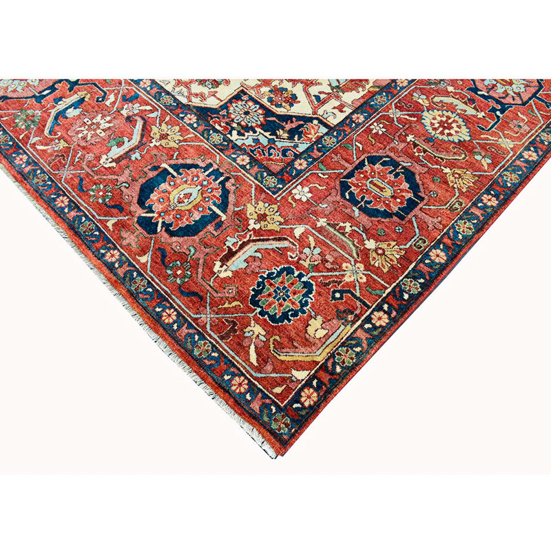Wool Oriental Area Rug in Rust/Beige/Blue, Rectangle 8' x 10'