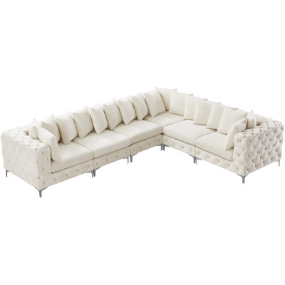 Iza Velvet L-Shaped Sectional Reversible