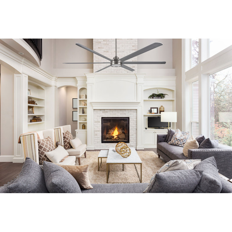 Blazer 100 in. 6 Blade Brushed Nickel Large Ceiling Fan with Remote Control, Dimmable LED Light Kit, and Reversible Motor