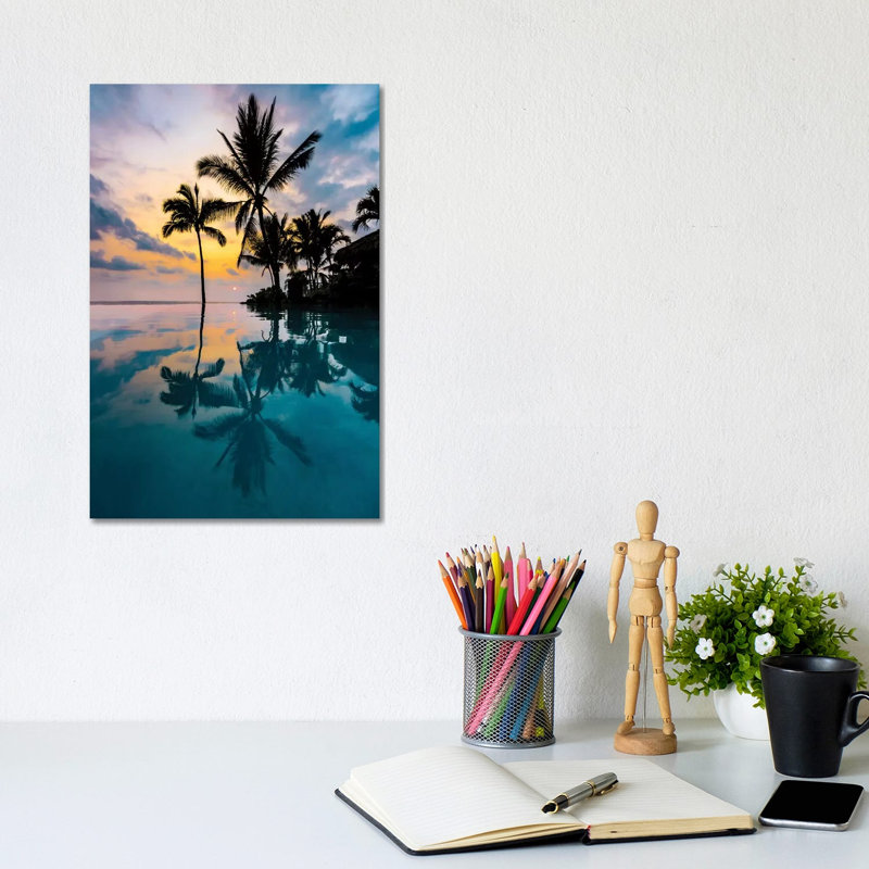 Palm Tree Reflection by Lucas Moore - Wrapped Canvas Print, 20.32 cm H x 30.48 cm W
