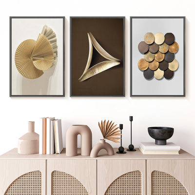 Abstrait moderne - ensemble de 3 reproductions de photos sur toile