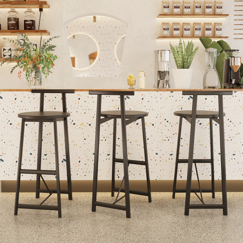27 po H de 3, siège noir et pieds en métal, confortable et tendance pour les comptoirs de cuisine, Noir