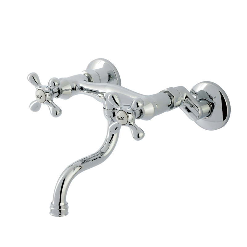 Robinet de salle de bain mural 2 trous Kingston, Chrome poli