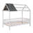 Playhouse Twin Loft Bed With Fence - Solid Pine Wood Frame-1495704869