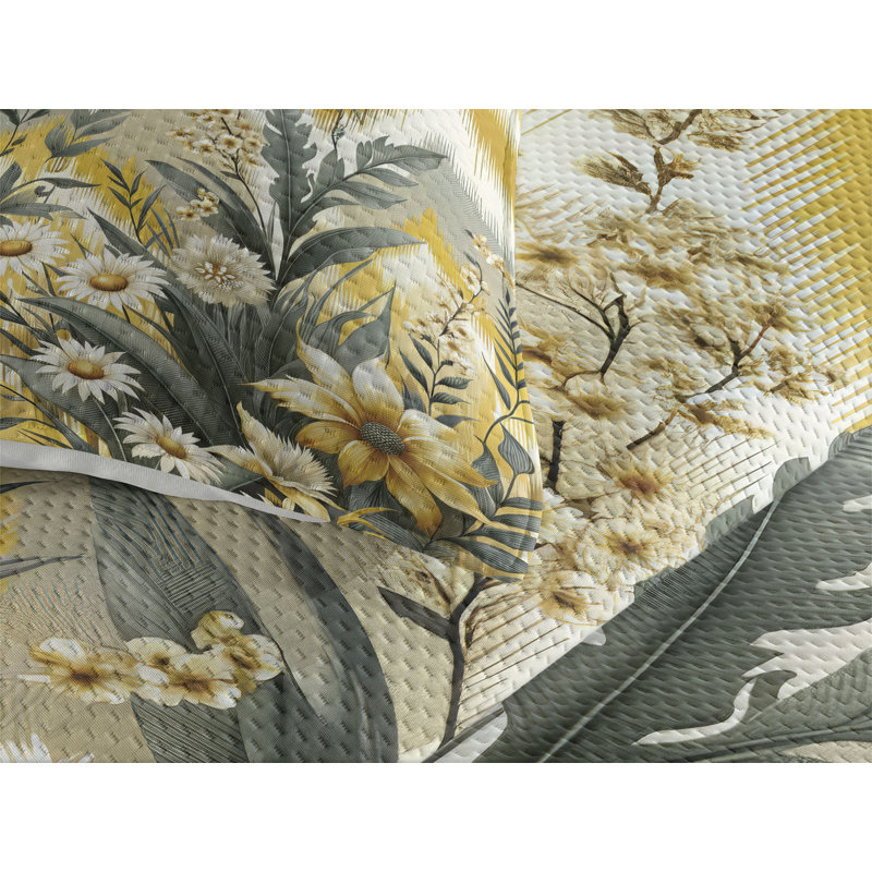 Polyester Floral Coverlet, King Coverlet + 2 Standard Shams