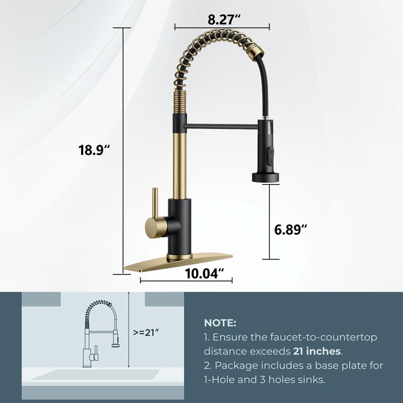 Stainless Steel Single-Handle Spring Pull-Out Faucet With Pull-Down Sprayer For Kitchens, Farmhouses, Campervans, Laundry Rooms