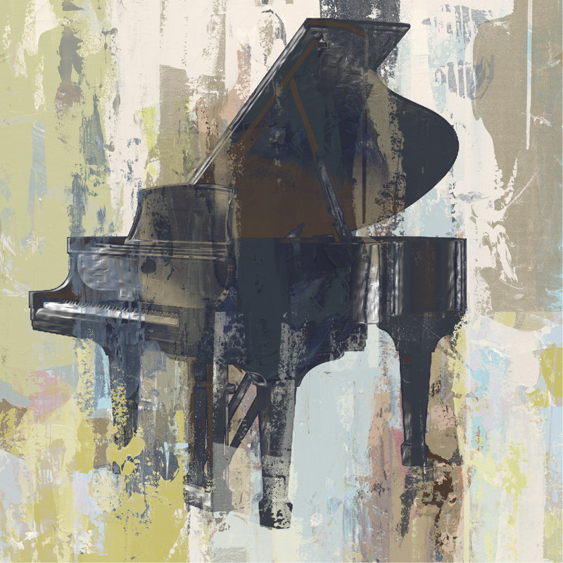 Bluebird Piano - Wrapped Canvas Painting, 30cm H x 30cm W x 3.8cm D