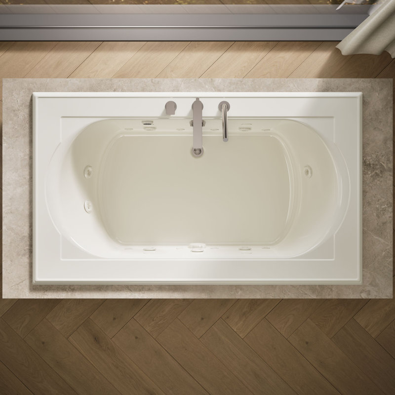 Memoirs® 72" x 42" Drop in Combination Acrylic Bathtub with Light and Heater Included, Biscuit