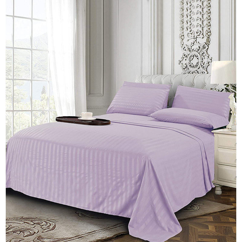 Microfiber Sheet Set, King Sheet Set + Fitted Sheet + 4 Pillowcases, Purple