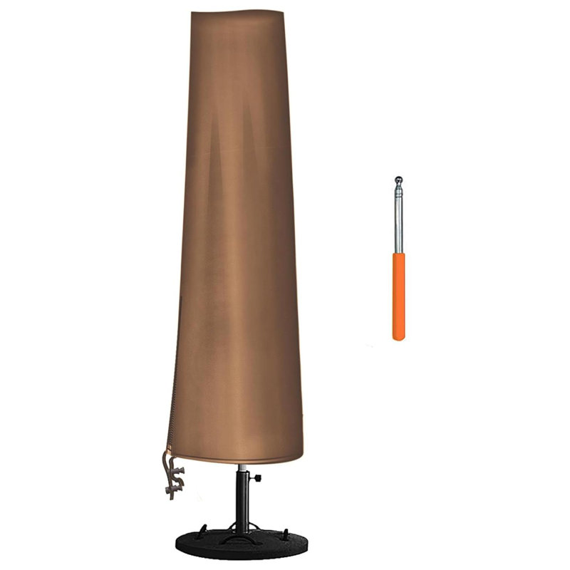 Patio Umbrella Cover, Waterproof Outdoor Umbrella Cover For 9-11 Feet Umbrellas, With Zipper, Cinch, Buckle, And A Rod, 420D Oxford Fabric, Brown