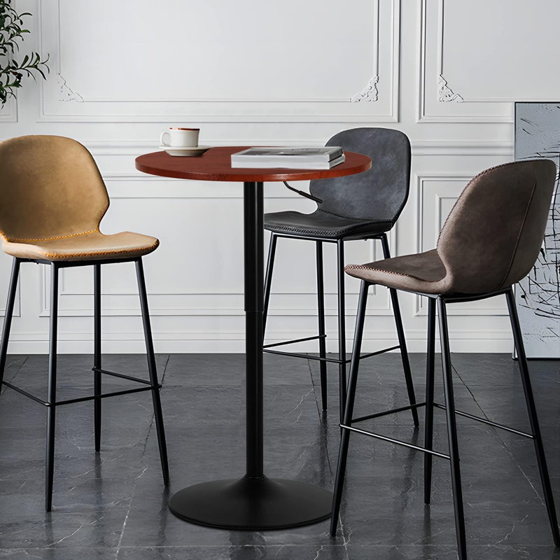 Round Metal Base Dining Table, Black, Red