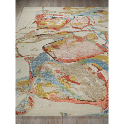 Vibrance hand-knotted Wool/Bamboo Silk Pink/Red/Blue/Multi Area Rug