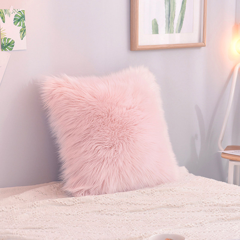 Woolen Sofa Pillow Cover, Pink