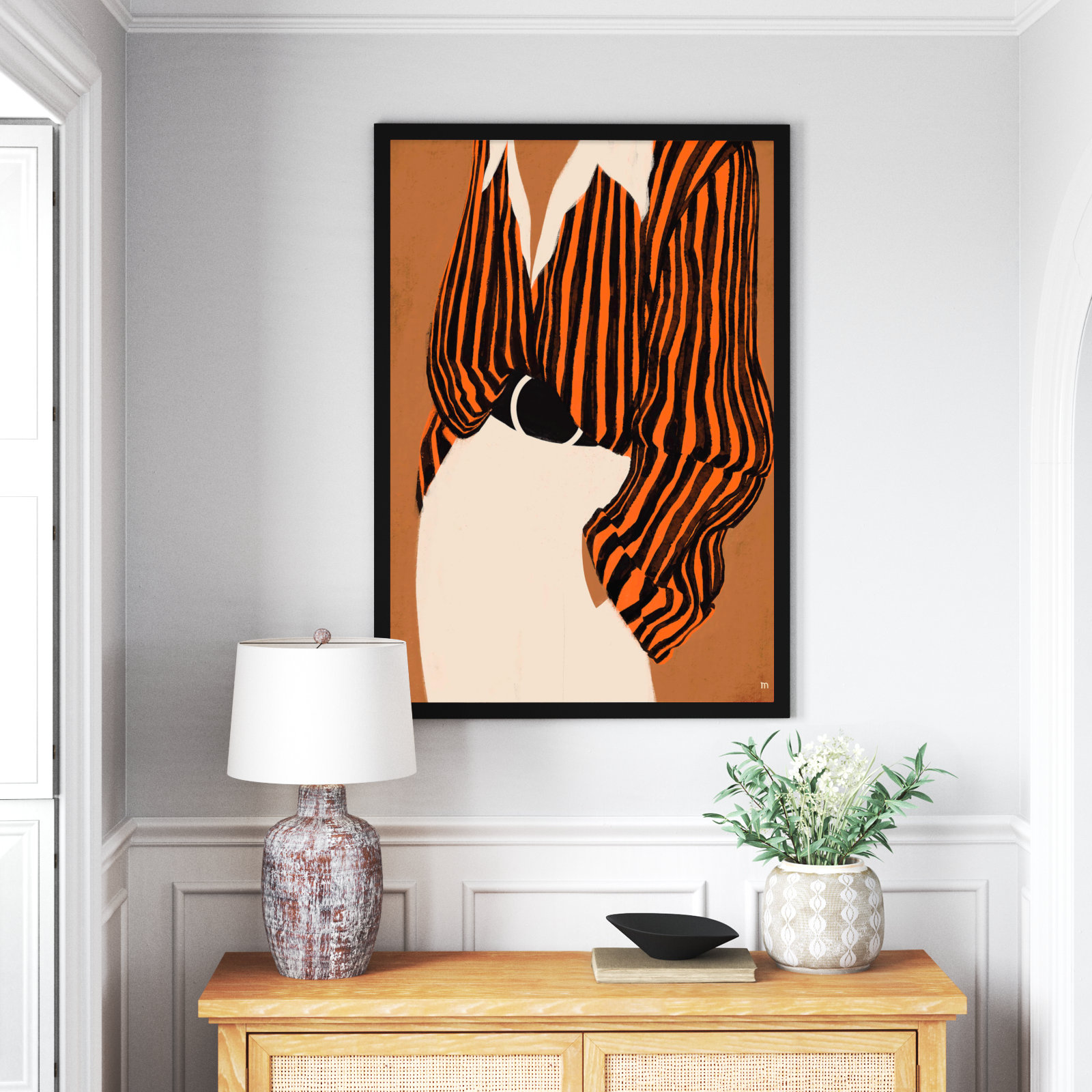 Lumberton The Striped Shirt by Studio M - Picture Frame Print, Black Framed, 50" H x 35" W x 1.25" D