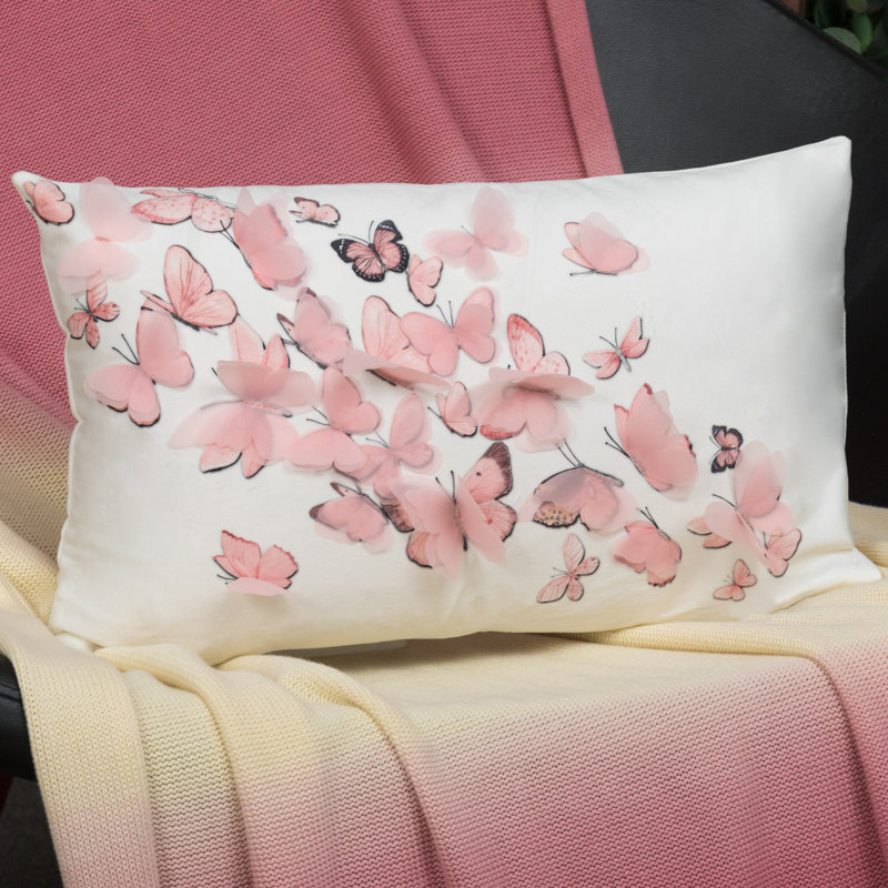  Appliqued Velvet Pillow Cover, Pink