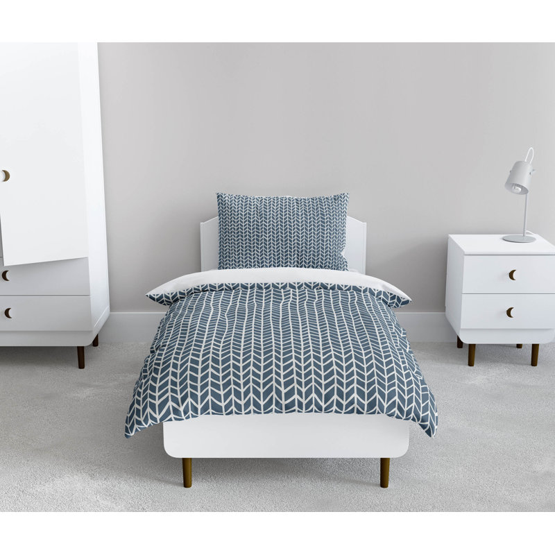 Chevron Feather Comforter Set, Blue
