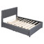 Lit plateforme tapissier avec 2 récits de tiroirs et lit gigogne gris, tête de lit classique, lit gigogne double en contreplaqué de couleur unie, style et construction, maximiser l'espace dans la chambre à coucher, sans effort