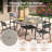 4-Person Round Patio Dining Set with Metal Dining Table and 4 Stackable Metal Armrest Chairs-271952412