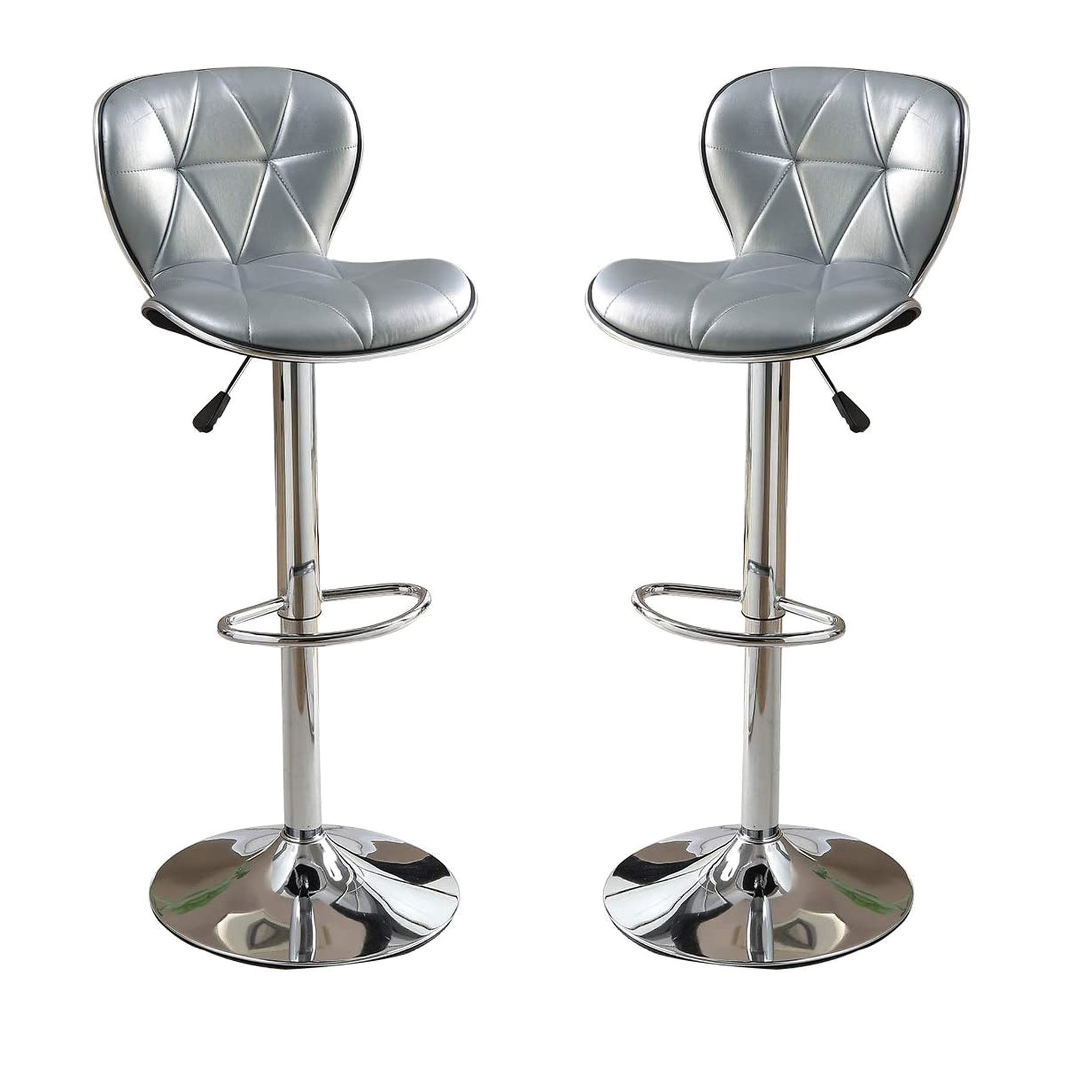 Ivy Bronx Contemporary Silver Faux Leather Desk Stools - Adjustable ...
