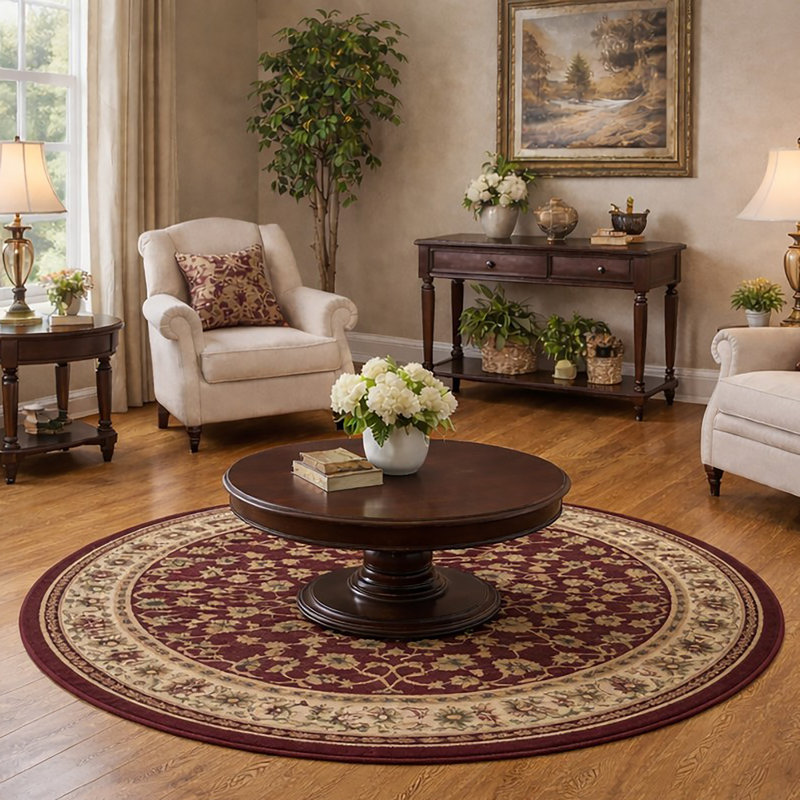 Tapis d'intérieur rouge Safira, Rond 5 pi 3 po
