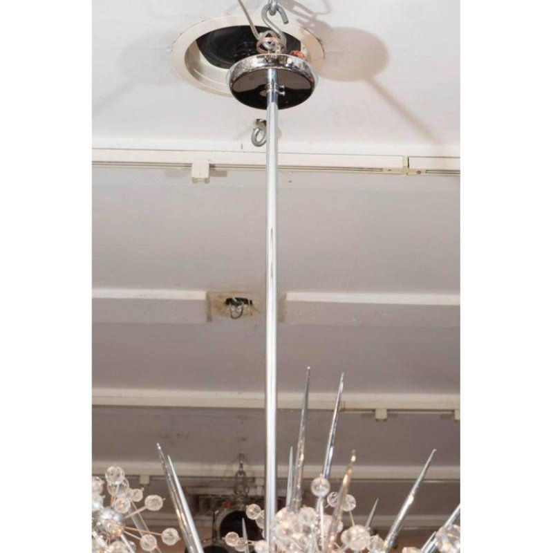 Lustre sphère en acier à 12 lumières, Nickel poli, Givré, 26" Wide x 16" Depth x 16" Height