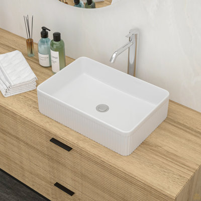 19.63"X13.69" Ceramic Rectangular Vessel Bathroom Sink