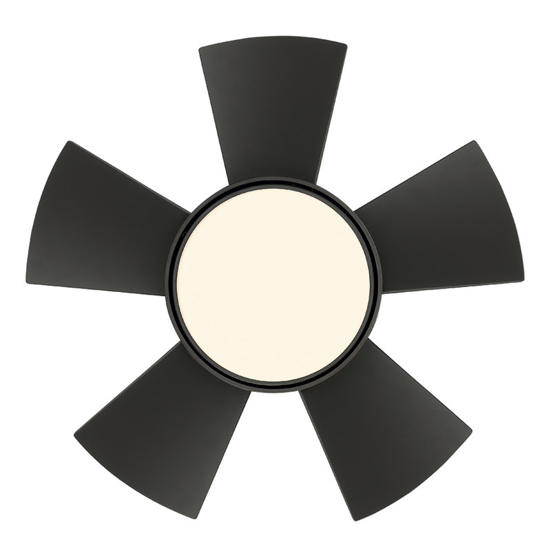 Vox 5 - Blade Indoor/Outdoor Smart Flush Mount Ceiling Fan with Remote Control and LED Light Kit, Bronze, 26"