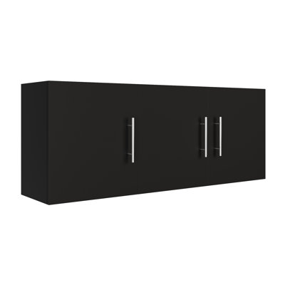  Armoire de buanderie murale, armoire de rangement murale en bois l 54 po x P 12 po x H 20 po, armoire à 3 portes avec fermeture en douceur et poignée en métal et tablette réglable, pour la cuisine, le garage, la buanderie, la salle de bain, noir