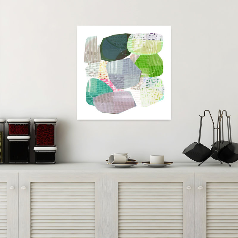 The Midnight Garden Huddle, art mural contemporain abstrait, H 18 po x l 18 po