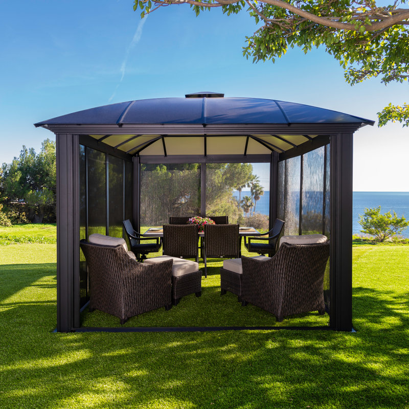 Siena Dome Roof Aluminum Patio Gazebo, 12 Ft. W x 16 Ft. D