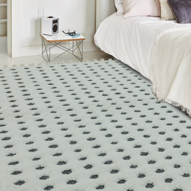 Aubree Dotty Shaggy Cream/Grey Area Rug, Rectangle 120 x 170cm