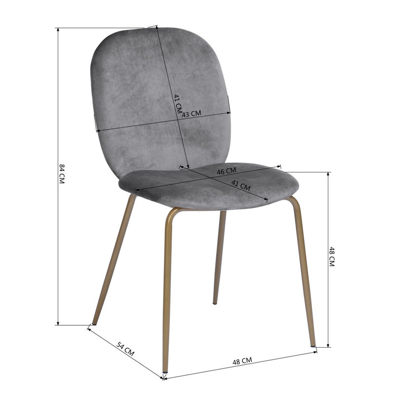 Celine 48cm H Velvet Upholstered Side Chair, Grey