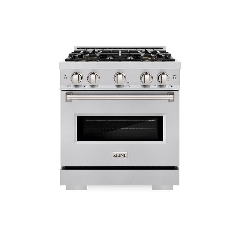 ZLINE 30 in. Classic Gas Range with DuoPro Cooktop and Convection Oven in Black Stainless Steel, Stainless Steel