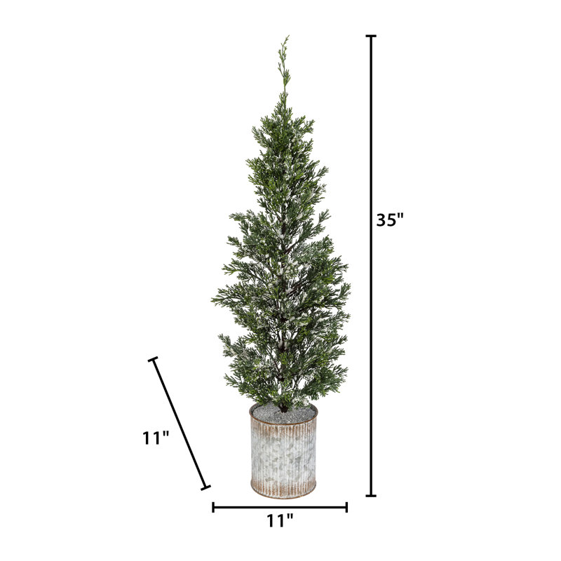 35 In. Snowy Pine Christmas Tree In Tin Pot