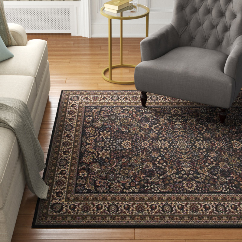 Tapis noir / ivoire Shelburne, Rectangle 7 pi 10 po x 11 pi