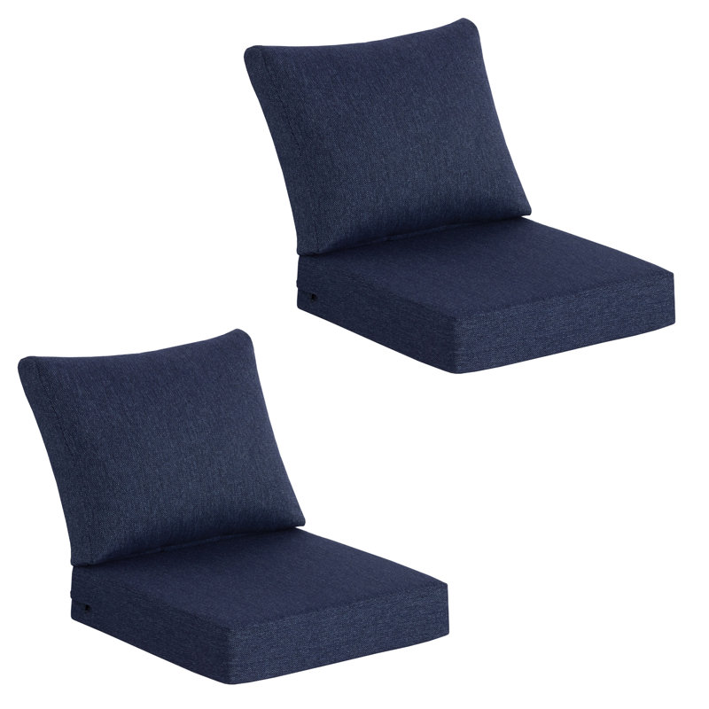 22" x 24" Outdoor/Indoor Deep Seat Patio Chair Cushions (Set of 2) - Weather-Resistant Design, Indigo