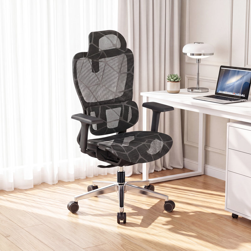 Ergonomic Office Chair with Dynamic Lumbar Support, High Back Mesh Chair with 4D Armrests & Headrest, 90°-135° Reclining Desk Chair, 380LBS Heavy Duty Computer Chair for Home Office (Black)