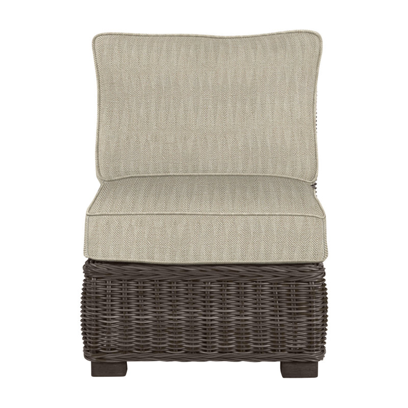 Rustic Woven Sectional Slipper Chair, Welt, Black Walnut, Herringbone Sand