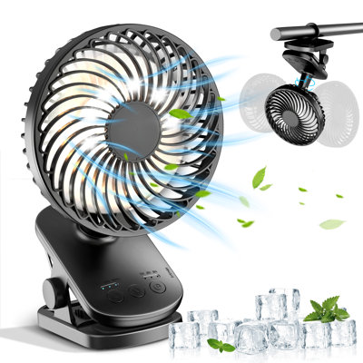 Ventilateur portable portatif à pince, 4000 mAh, 3 vitesses