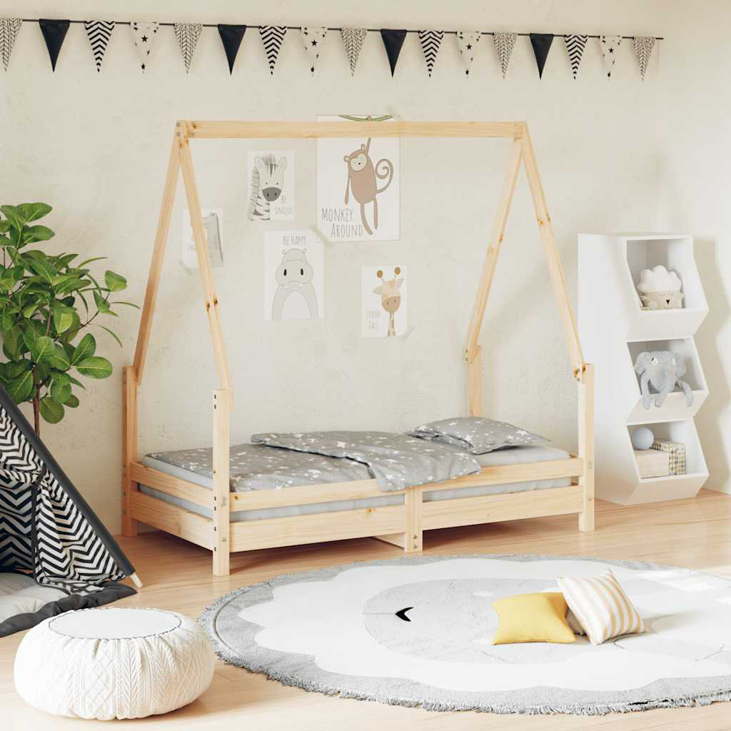 Kids Bed Frame 90X190 Cm Solid Wood Pine