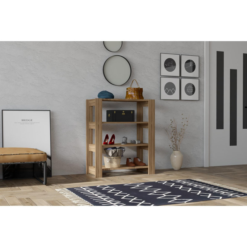 Baneen 8 Pair Shoe Storage Cabinet, Walnut