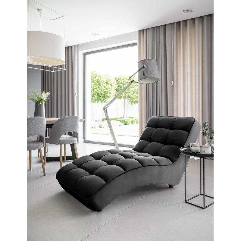 Mylee Upholstered Chaise Lounge, Black