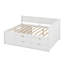 Lit de jour double avec 4 tiroirs et tablettes, cadre de lit plateforme en bois avec tête de lit en L et support à lattes, lit d'angle-2097288767