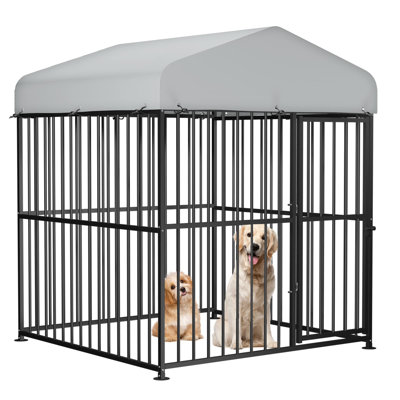Chenil d'extérieur Vivijason, cage de clôture en métal robuste, enclos extérieur pour enclos de parc avec UV et housse imperméable et verrou sécuritaire pour les grands et les petits chiens